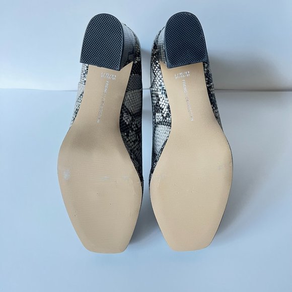 NEW! French Connection Vegan Leather Penny Chelsea Block Heel Boots Snake - Picture 15 of 16